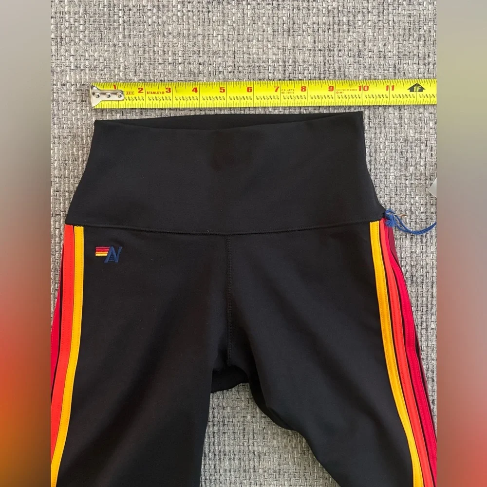 Aviator Nation 🌈 Black Rainbow Stripe Leggings & NWT Biker Shorts Size XS - Picture 13 of 14